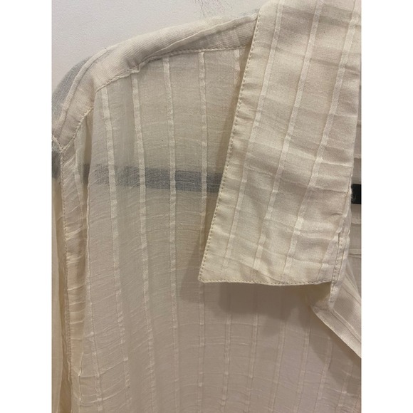 Units Women Natural Textured Striped Button Up Shirt Plus Size 2X - Picture 3 of 7